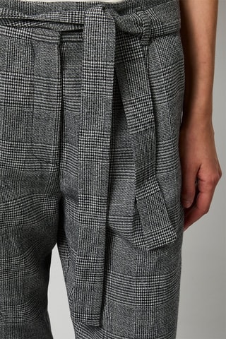 Calças em lã virgem de cintura alta - Cinzento