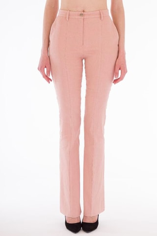 Calças de linho cintura alta - Rosa