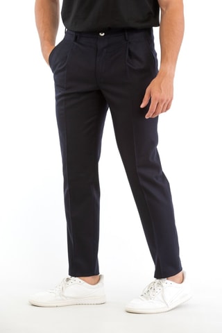 Calças em lã - Azul-marinho - Incotex