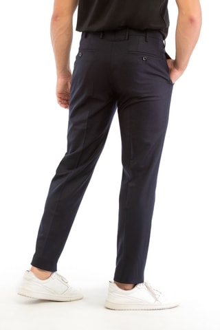 Calças em lã - Azul-marinho - Incotex