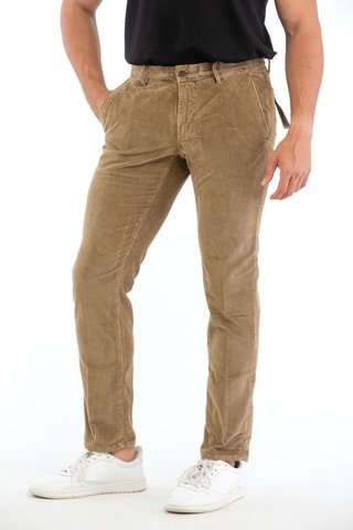 Calças slim em veludo - Castanho-claro - Incotex