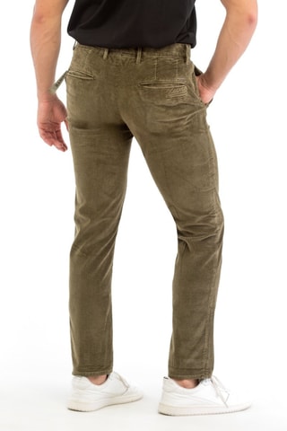 Calças slim em veludo - Verde - Incotex