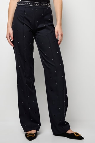 Calças em lã de cintura subida - Preto