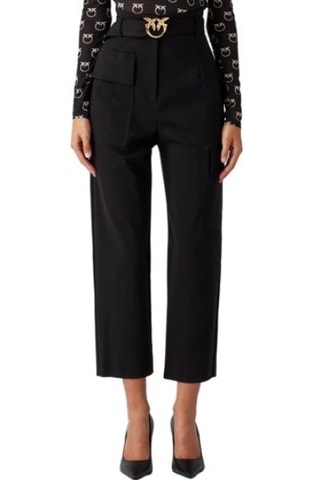 7/8 Broek met Hoge Taille - Zwart