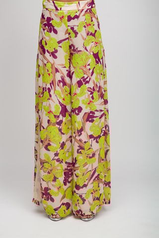 Calças - Bege e verde-lima