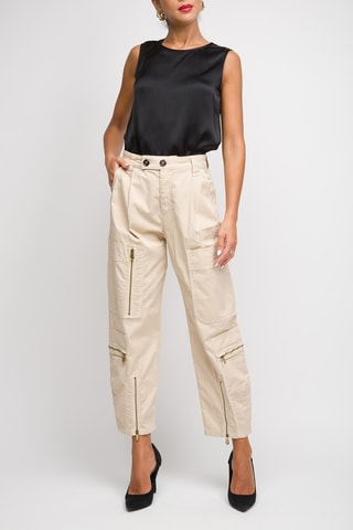 Calças de cintura alta - Bege