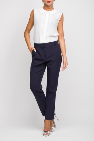 Calças de cintura alta - Azul-marinho