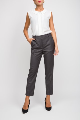 Calças 7/8 cintura subida - Cinzento-escuro