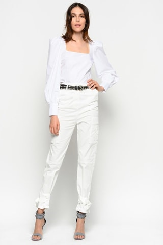 Calças 7/8 de cintura alta - Branco