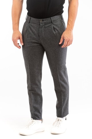 Calças em lã - Cinzento mesclado - Incotex