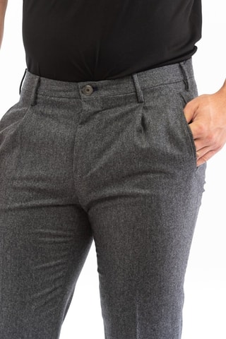 Calças em lã - Cinzento mesclado - Incotex