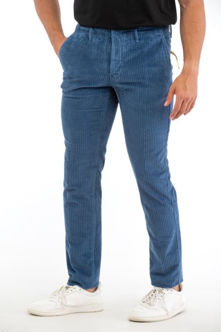 Calças slim em veludo - Azul - Incotex