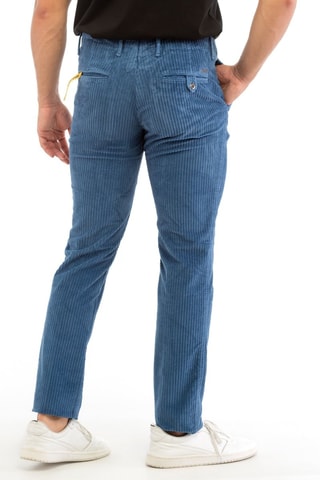 Calças slim em veludo - Azul - Incotex