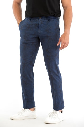 Calças chino slim em lã virgem - Azul - Incotex