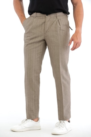 Calças em linho - Caqui-claro - Incotex