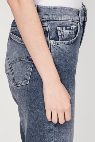 Calças de ganga mom de cintura subida Dyane - Azul