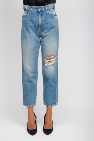 Calças de ganga de cintura alta - Azul