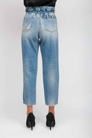 Calças de ganga de cintura alta - Azul