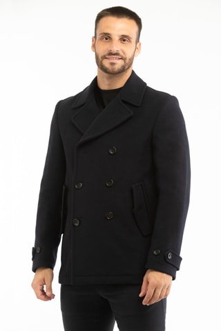 Casaco de marinheiro em lã virgem - Azul-escuro - Montedoro