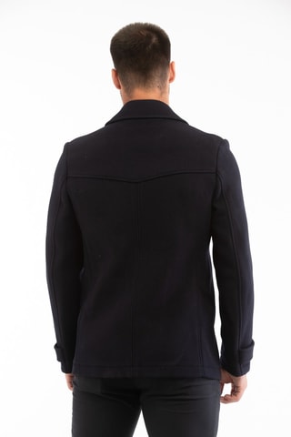 Casaco de marinheiro em lã virgem - Azul-escuro - Montedoro