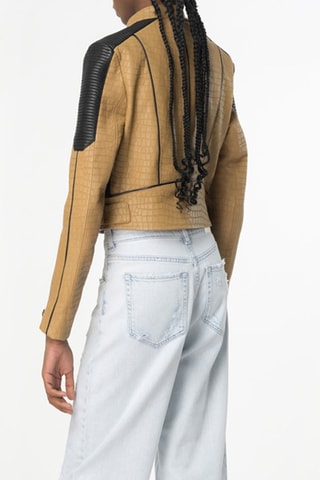 Casaco em couro de carneiro - Camel