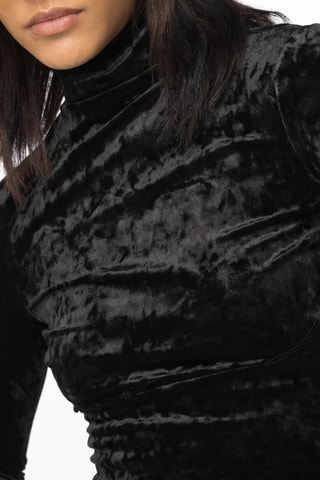 Crop top de veludo - Preto