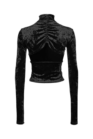 Crop top de veludo - Preto