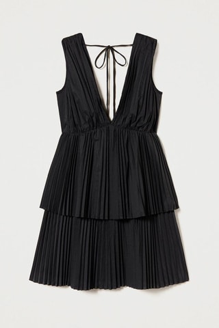 Vestido com folhos - Preto