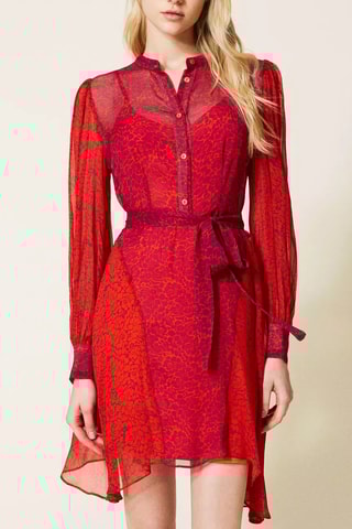 Vestido assimétrico - Laranja e fúcsia