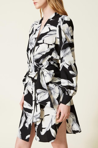 Vestido-camisa Preto e cru