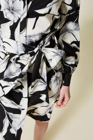 Vestido-camisa Preto e cru