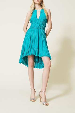 Vestido plissado Turquesa