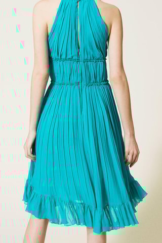 Vestido plissado Turquesa