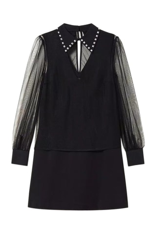 Vestido bi-matéria - Preto