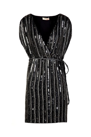 Vestido direito - Preto e prateado