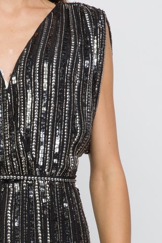 Vestido direito - Preto e prateado