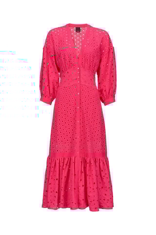 Vestido comprido em bordado inglês - Rosa