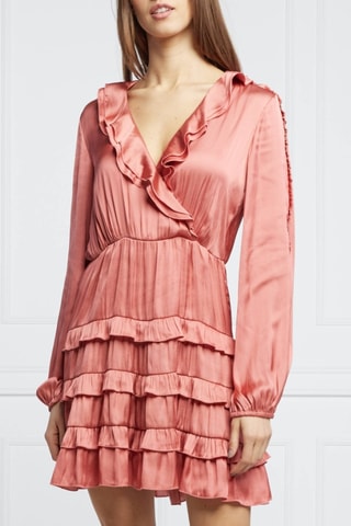 Vestido com folhos ­- Salmão