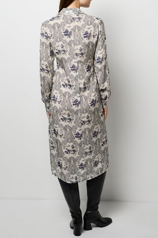 Robe chemise - Beige et bleu marine