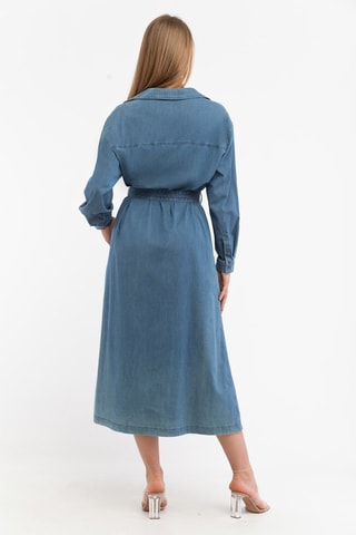 Vestido midi de ganga - Azul - Emporio Armani