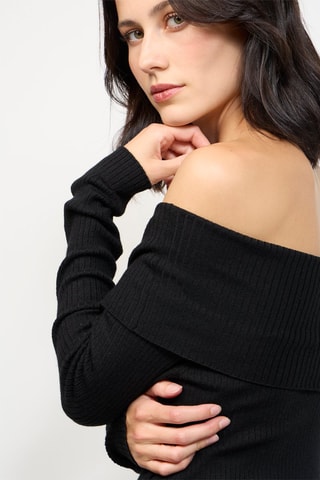 Vestido-camisola em lã - Preto