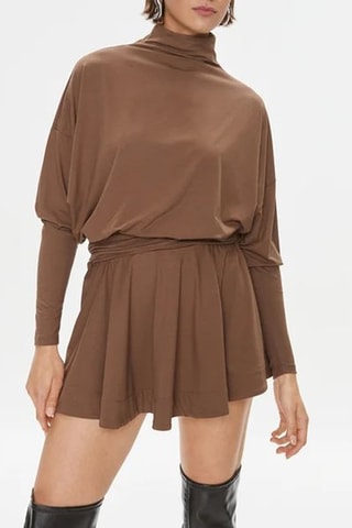 Vestido estilo patinadora - Castanho