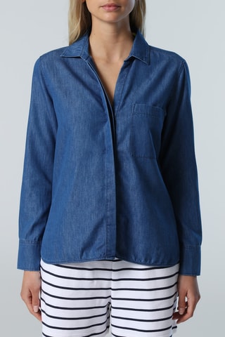 Camisa de ganga Azul-escuro