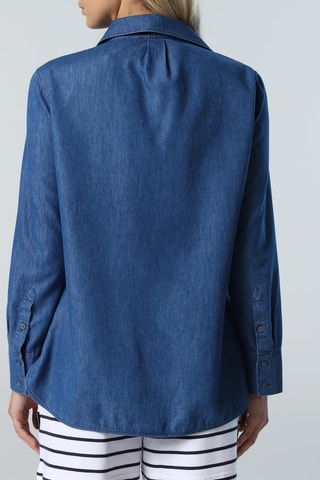 Camisa de ganga Azul-escuro