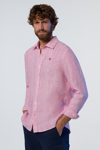 Camisa regular de linho - Rosa