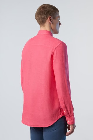 Camisa regular de linho - Coral