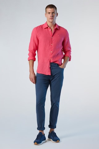 Camisa regular de linho - Coral
