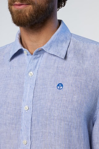 Camisa regular de linho - Azul