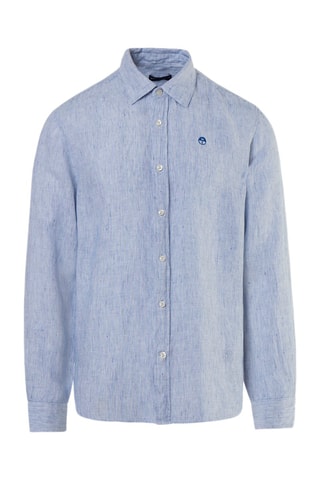 Camisa regular de linho - Azul