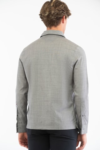 Camisa regular em lã virgem - Cinzento - Glanshirt